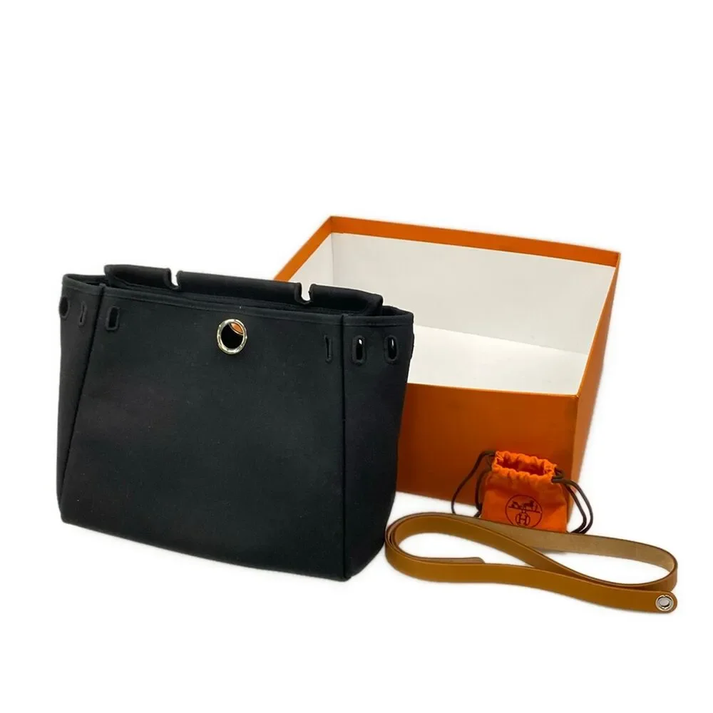 Hermès Herbag PM Handbag Cream Brown Toile GM Leather